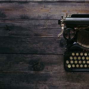 typewriter on wood